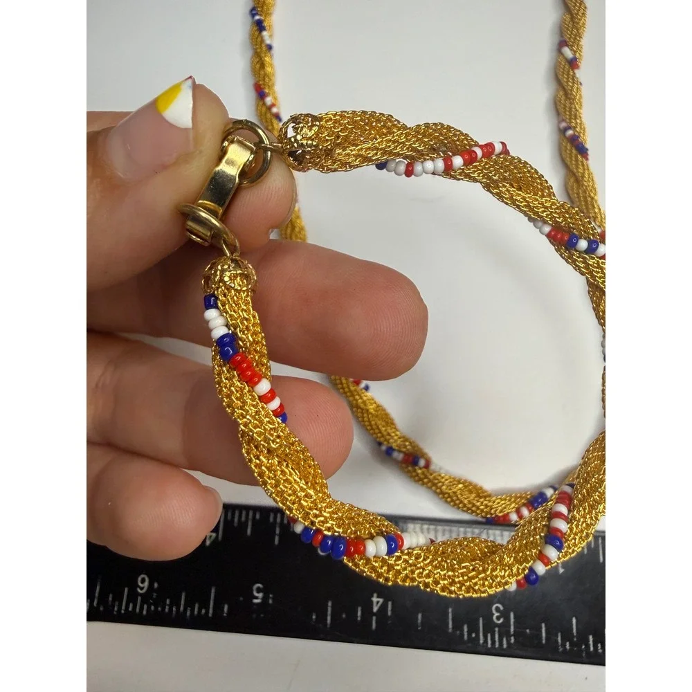 Jewels of Legendary Splendor Hobe Gold Mesh Beaded Necklace Bracelet Set